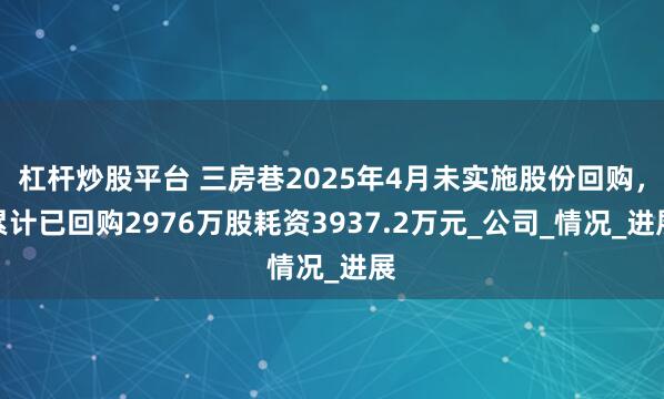 杠杆炒股平台 三房巷2025年4月未实施股份回购，累计已回购2976万股耗资3937.2万元_公司_情况_进展